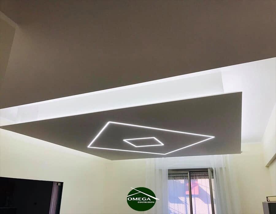 Controsoffitto con luce a cornice